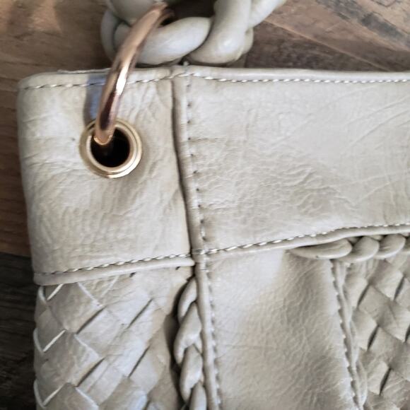 Urban Expressions Vegan Leather Lattis Shoulder Purse Handbag Taupe - Picture 4 of 12